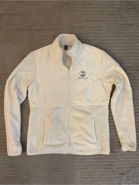 Pebble Beach Cream Sherpa Zip-Up Jacket